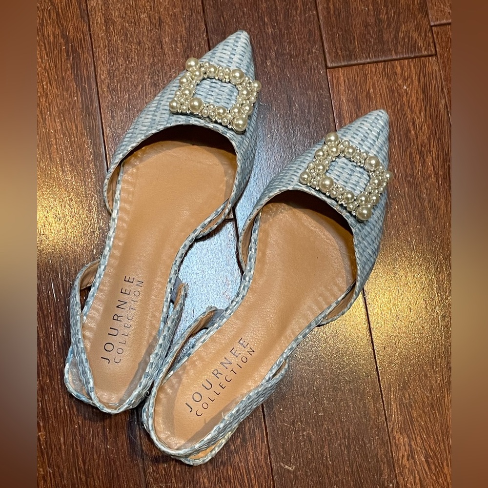 Journee Collection Blue Hannae Flats